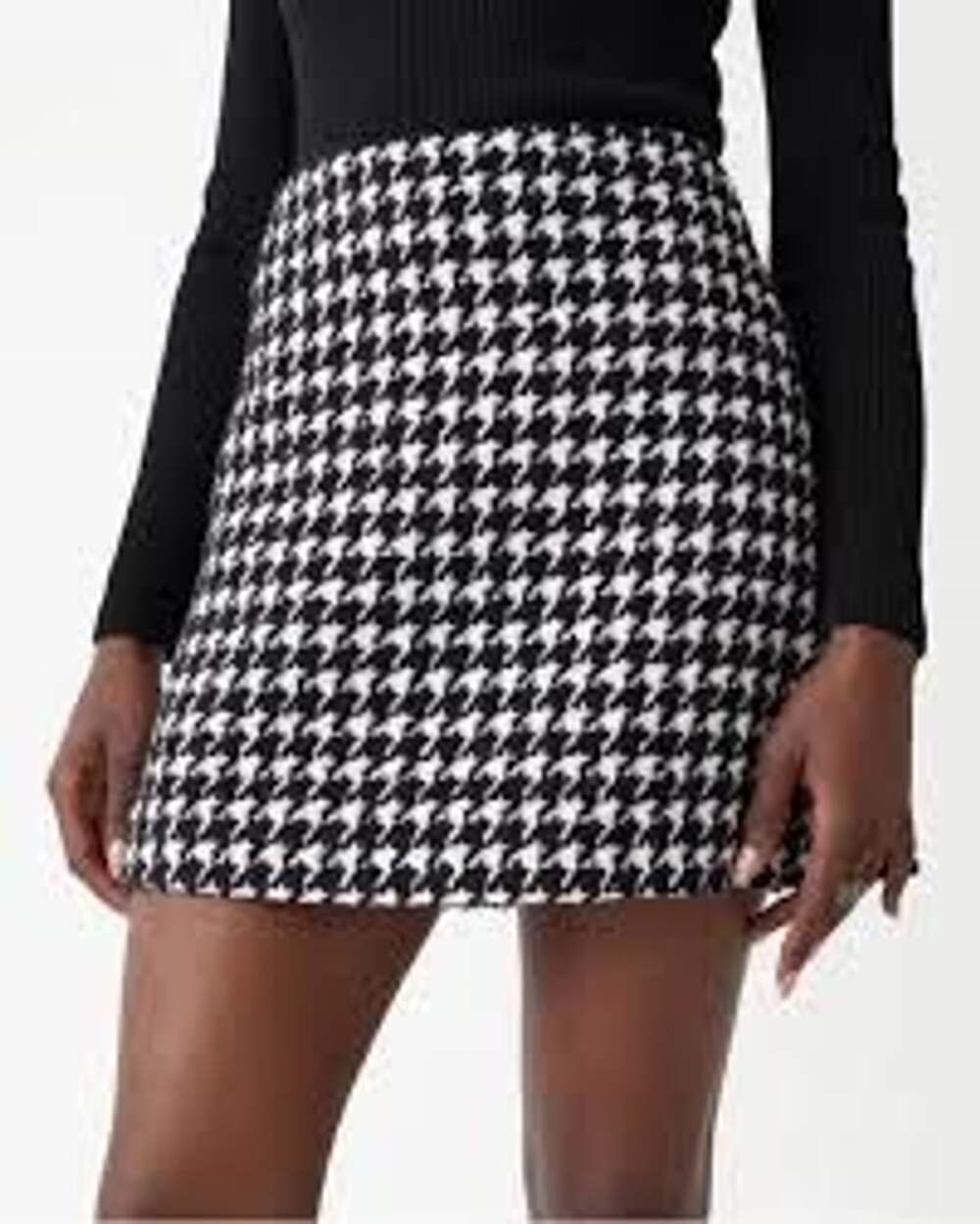 & Other Stories Black and White Houndstooth Wool Blend Mini Skirt Size 10